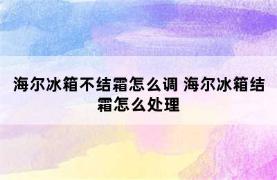 海尔冰箱不结霜怎么调 海尔冰箱结霜怎么处理